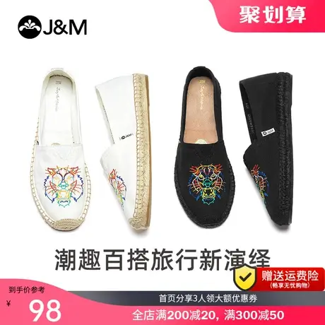 jm快乐玛丽夏季新款平底一脚蹬百搭潮鞋透气帆布鞋渔夫鞋女鞋752W图片