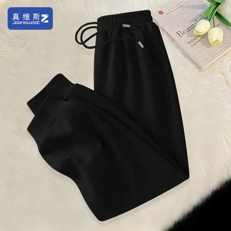 真维斯Z+束脚卫裤2024早春新款束脚裤女小个子窄版黑色休闲裤子H商品大图