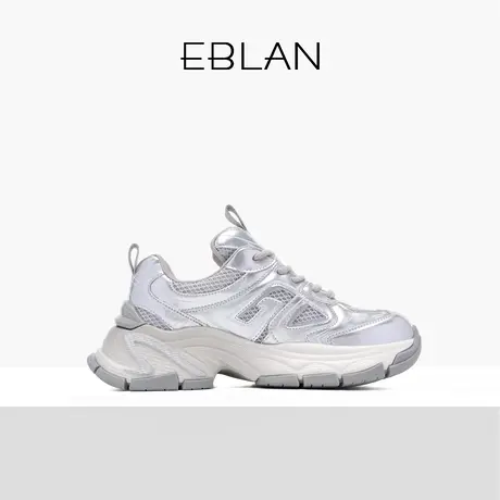 EBLAN/伊伴撞色拼接厚底增高运动鞋潮流百搭休闲鞋女2024老爹鞋图片