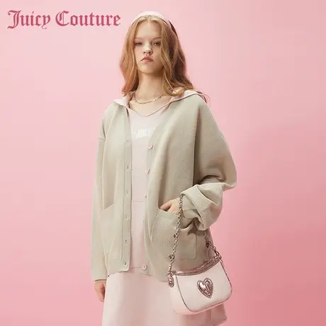 Juicy Couture橘滋2024早春穿搭新款卡布基诺纽扣肌理针织女外套图片