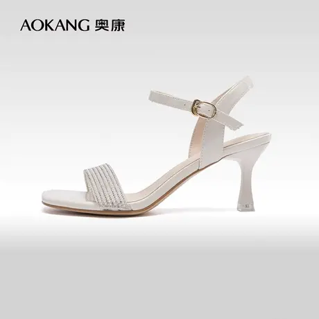 奥康女鞋 2024夏季新款优雅气质水钻细跟女高跟鞋一字带百搭女凉图片