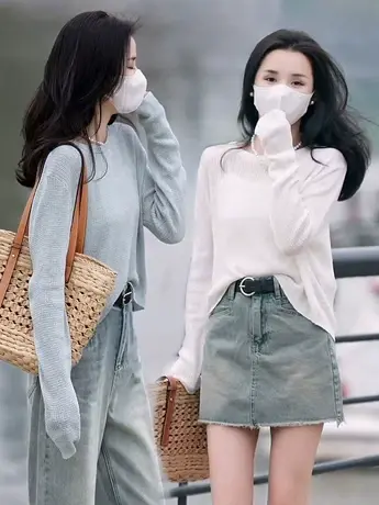 2023夏季新款显瘦高级感洋气小心机绑带开衩防晒针织衫女洋气上衣图片