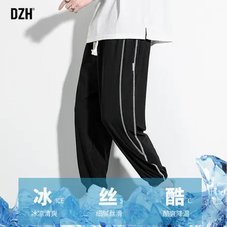 男士黑色九分速干裤男夏季薄款宽松束脚运动裤2023新款潮流休闲裤商品大图