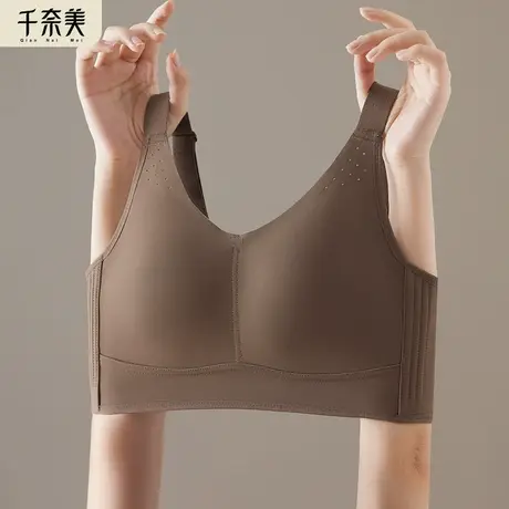 千奈美大胸显小内衣薄款全罩杯无钢圈防下垂无痕全包显胸小文胸商品大图