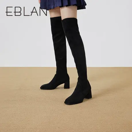 伊伴女鞋2022秋冬英伦风弹力袜靴瘦瘦靴时装靴过膝长筒靴高靴女靴图片