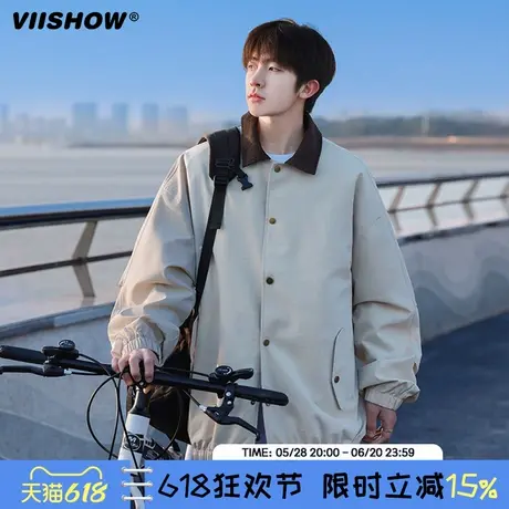 VIISHOW日系工装外套男春秋2024新款潮牌翻领青少年休闲衬衫夹克图片