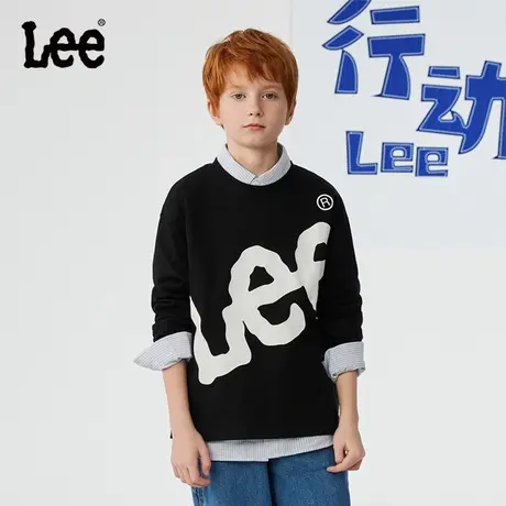 Lee童装印花logo长袖T恤男童女童2025年秋季新款舒适百搭宽松上衣商品大图