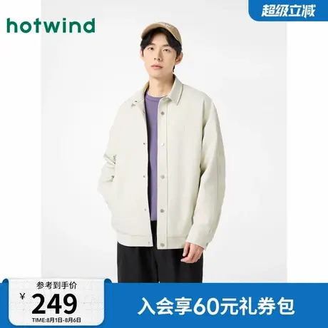 热风夹克外套2025年春季新款男士字母翻领夹克廓形棒球服外套上衣商品大图