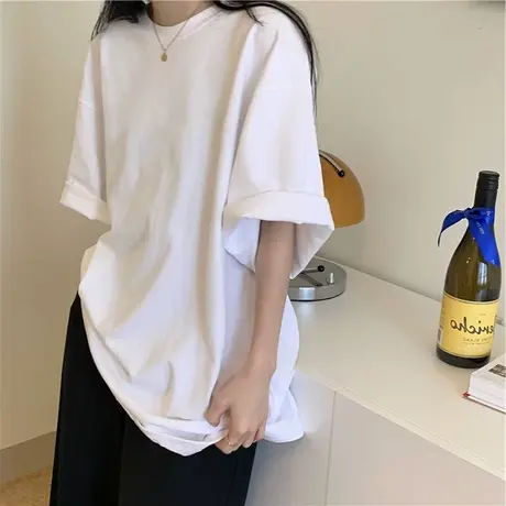 纯棉白色短袖t恤女夏季2025新款基础款休闲chic感宽松半袖上衣潮图片