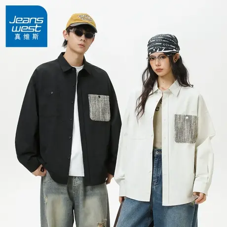 N5真维斯男士长袖衬衫2025新款秋季户外春秋情侣上衣男生休闲衬衣商品大图
