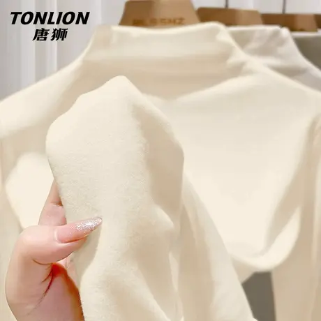 唐狮薄绒打底衫女2026新款秋冬内搭可外穿半高领加绒长袖t恤VB图片