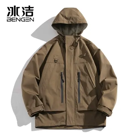 冰洁户外夹克男女情侣装2023秋冬季休闲纯色旅游通勤连帽外套DSA商品大图