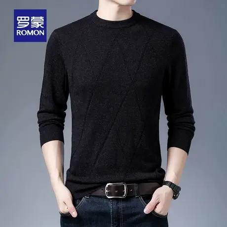 【断码清仓】罗蒙休闲羊毛衫男士冬季保暖纯羊毛针织衫时尚打底衫图片