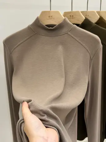 小立领中领打底衫女内搭秋冬2023新款洋气欧货女装羊绒长袖t恤女商品大图