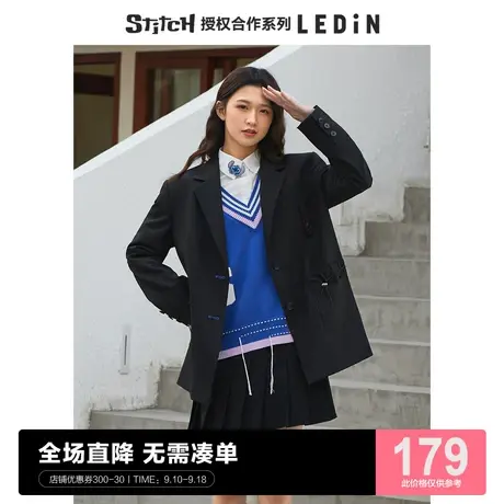 【Stitch联名】乐町黑色西装秋季新款设计感西装女C5BAC1201图片