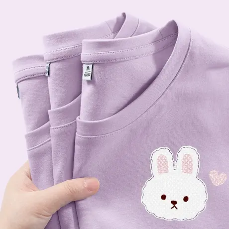 ZR真维斯紫色短袖t恤女夏季新款2023 时尚独特流行纯棉短袖女上衣商品大图