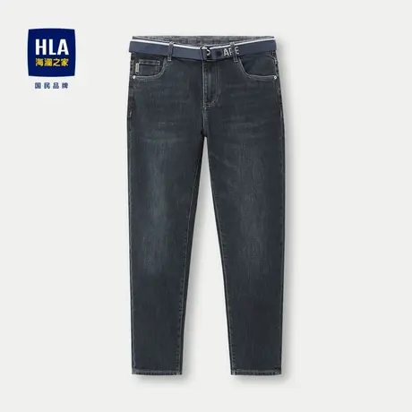 HLA/海澜之家棉弹牛仔裤2023秋季舒适五袋款保暖有型长裤男图片
