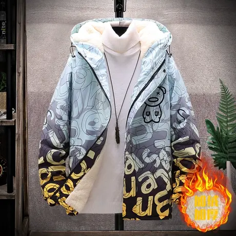 13青少年秋冬季夹克12岁15男孩初中学生14加绒加厚外套16大童棉衣商品大图