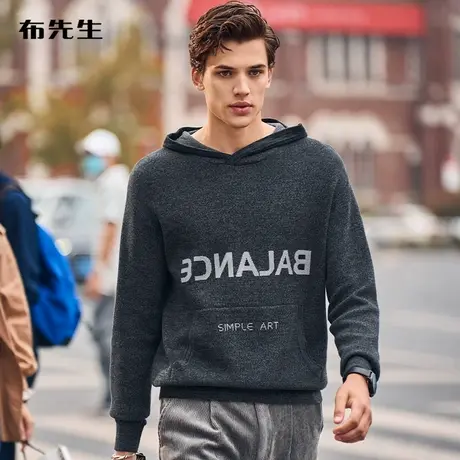 MrBu布先生简约字母提花长袖针织衫秋冬针织t男士上衣KT01677断码图片