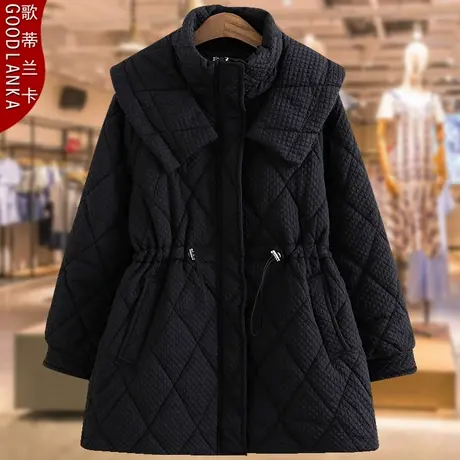 加大码胖妈妈秋冬加厚收腰棉衣女宽松时尚减龄中长款羽绒棉服外套商品大图