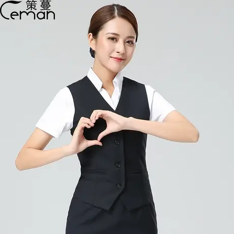 秋季新款职业装马甲女裙套装白领制服短款职业马夹背心面试工作服图片