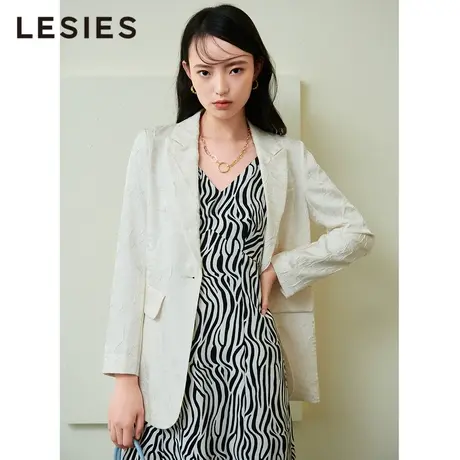 蓝色倾情 春秋女装线下专柜商场同款米色立体皱感西装外套图片