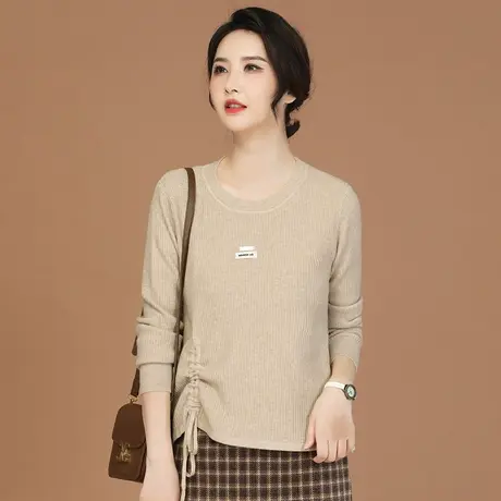 韩潮袭人绑带圆领套头长袖毛衣女2023女新款冬外穿休闲针织衫图片