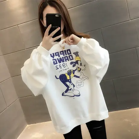 韩版春秋2023新款卫衣女洋气宽松减龄米奇印花圆领套头上衣外套潮图片