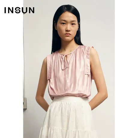 恩裳夏季纯色小飘带领别致高端雪纺衫薄款图片