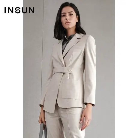 INSUN恩裳春季修身正装绑带西装外套商品大图