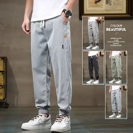 夏季薄款工装休闲裤男生束腿收口青少年男裤子潮牌痞帅气九分夏天商品大图