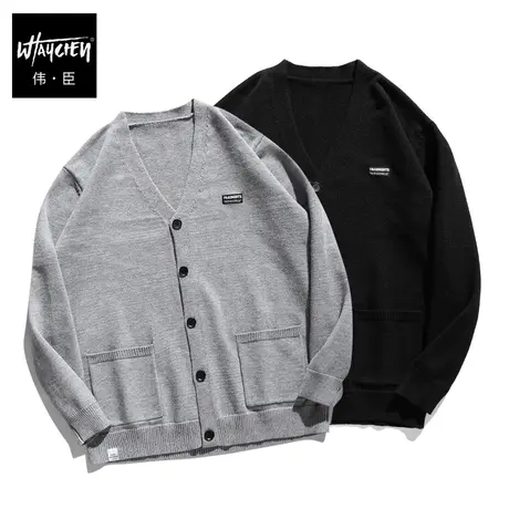 伟臣潮牌大码男装秋冬新品开衫毛衣胖子加肥加大宽松针织衫外套男图片