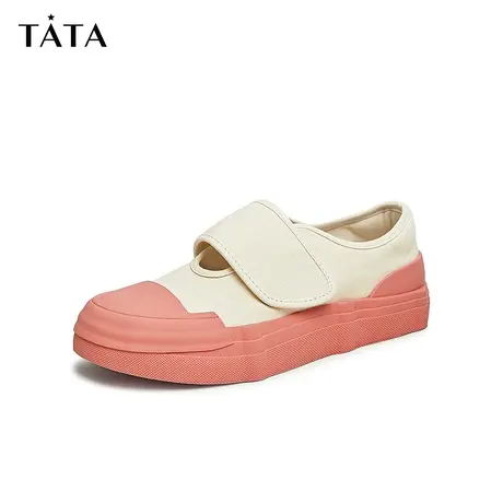 Tata他她一脚蹬撞色厚底帆布鞋女魔术贴板鞋2023夏季新款WXA01BM3图片