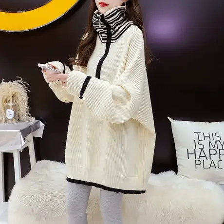 韩版慵懒风高领加厚毛衣女2024春季新款时尚洋气减龄网红百搭上衣图片