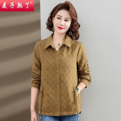 小个子妈妈装短款纯色棉外套2024春季新款中老年人女装压花夹克服图片