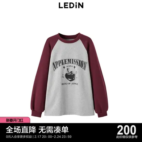 【商场同款】乐町印花休闲圆领上衣设计感插肩袖卫衣C2CRD3501图片
