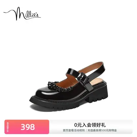 妙丽夏季新款时尚英伦学院风后空玛丽珍女凉鞋LPL56BH3商品大图