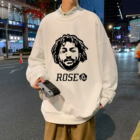 秋冬季圆领卫衣男潮流宽松高街罗斯头像ins港风嘻哈运动无帽外套图片