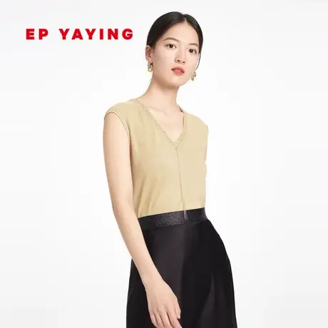 EP YAYING雅莹女装 v领修身内搭针织背心上衣 2023新款9022A商品大图