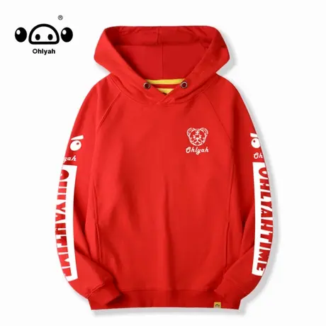 Ohlyah纯色连帽卫衣女胸花秋冬2023新款情侣学生字母宽松潮流帽衫商品大图