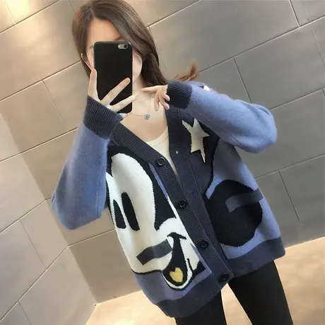 开衫毛衣2022年新款女减龄洋气宽松慵懒风针织外套春秋上衣女外搭图片