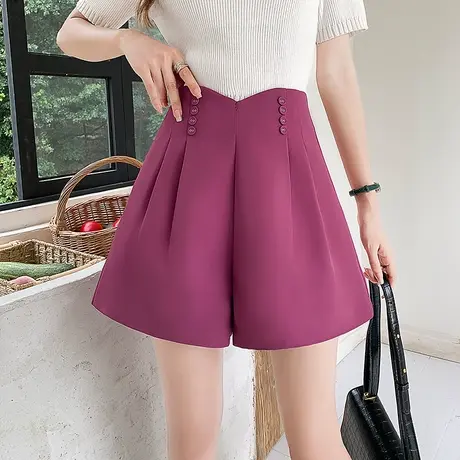2023夏天新款设计感高腰西装短裤女a字版宽松显瘦阔腿休闲裤外穿图片