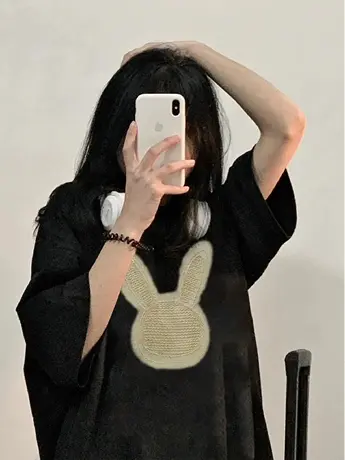 纯棉正肩短袖t恤女夏季宽松潮牌ins半袖设计感小众chic港味上衣服商品大图