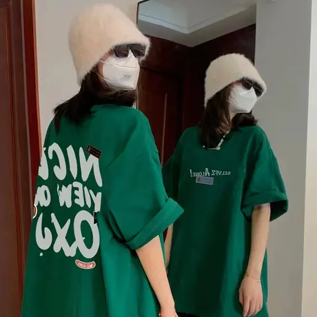 胖mm欧美高街t恤女短袖宽松hiphop潮牌甜酷风纯棉炸街别致上衣商品大图