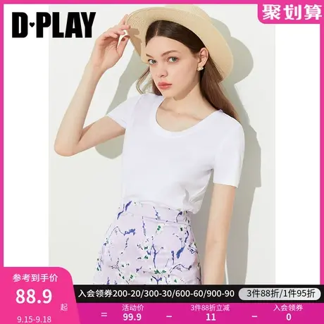 DPLAY【惠品】2023夏新人手n件 全棉丝光棉T恤时尚白宽松上衣商品大图