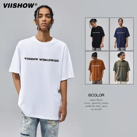 VIISHOW重磅短袖t恤男2023年潮牌重磅宽松情侣打底ins国潮圆领商品大图