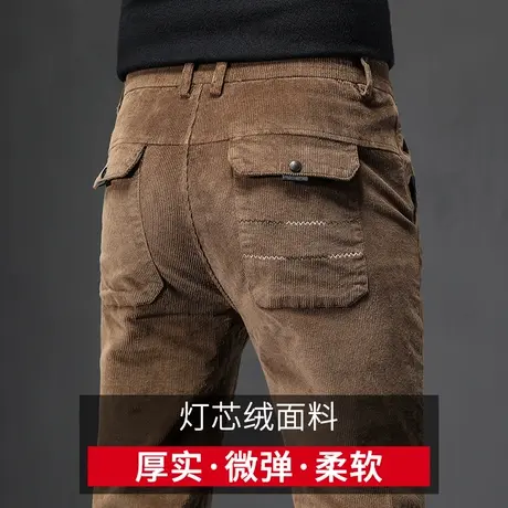 秋冬季灯芯绒男裤子2023新款休闲裤男士灯草绒条绒保暖裤外穿冬裤商品大图