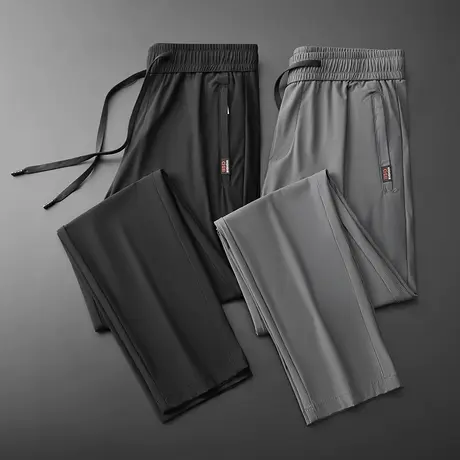 运动裤男2023春夏季薄款冰丝速干裤男士跑步梭织裤直筒宽松长裤子图片