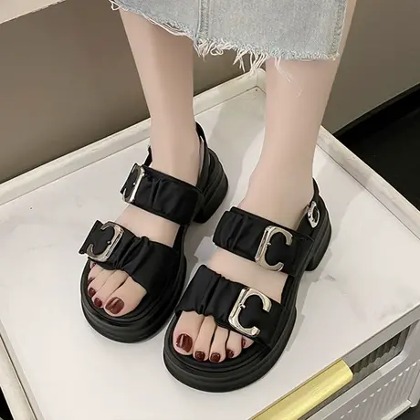 网红云朵凉鞋女外穿2023年新款夏季爆款厚底百搭仙女风沙滩罗马鞋图片