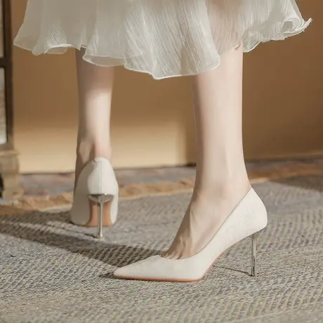 法式仙女百搭高跟鞋女2023年新款尖头细跟单鞋性感气质职业工作鞋图片